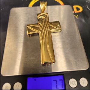 Pure 18kt Italian gold two side cross pendant.